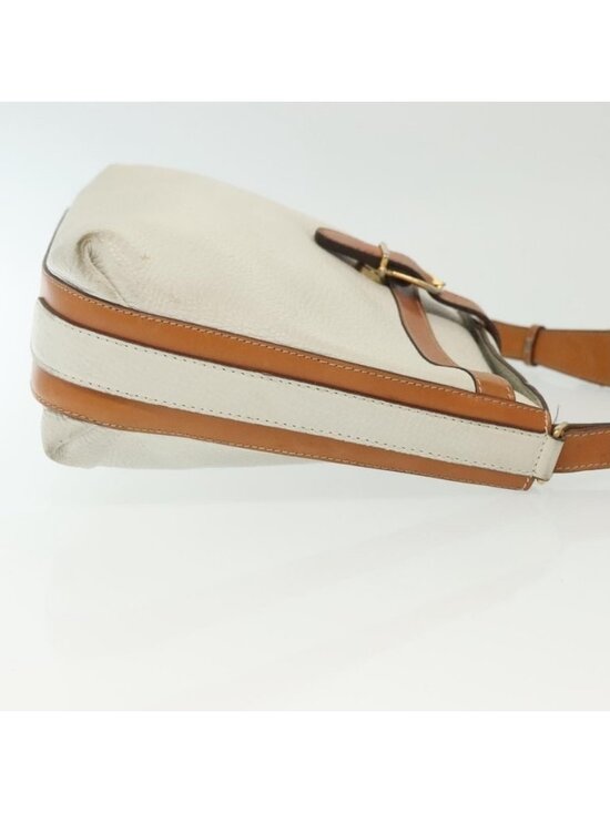 Authentic CELINE Shoulder Bag Leather White Silver - Picture 10 of 16